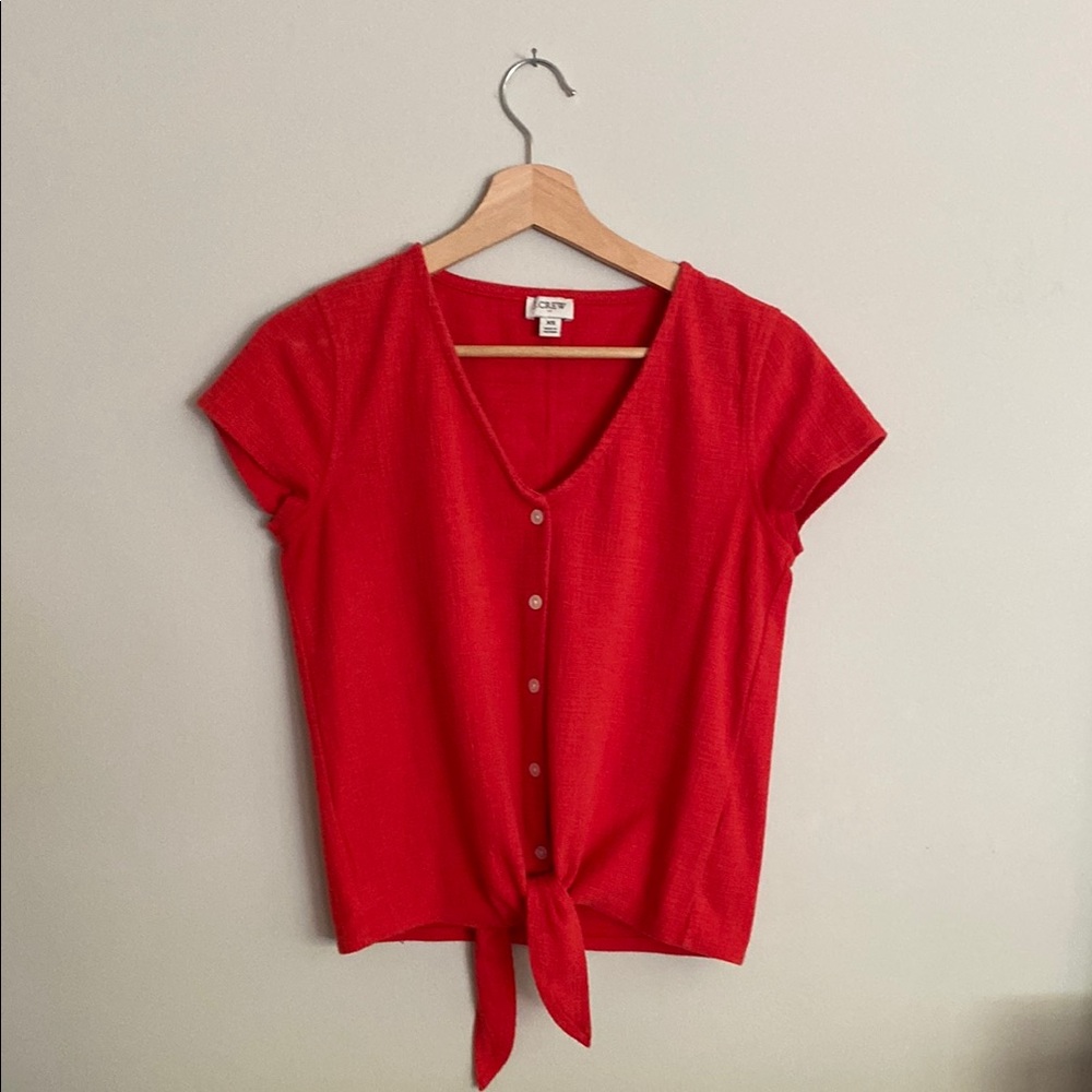 J.Crew Textured V-Neck Tie-Front Top